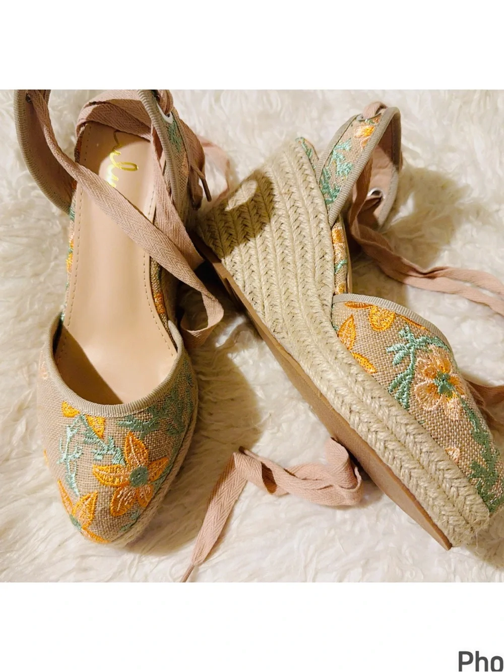 LULU’s Embroidered Espadrille Wedge Sandals 8 NIB